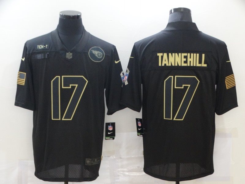 Nike Titans 17 Ryan Tannehill 2020 Black Salute to Service Limited Men Jersey