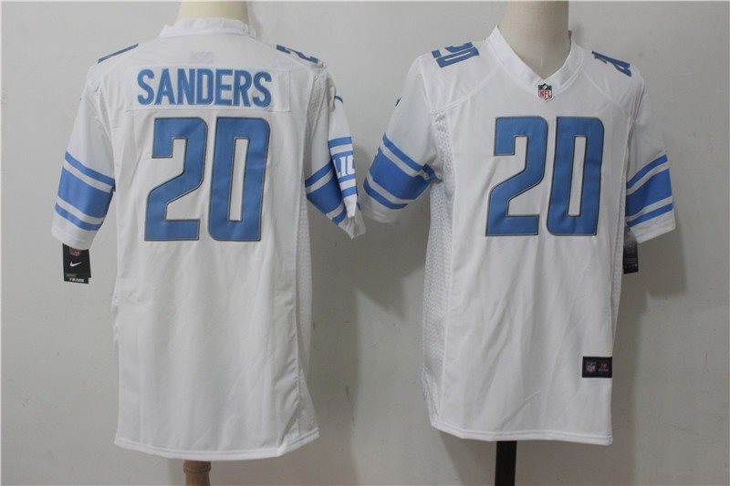Nike NFL Detroit Lions 20 Barry Sanders White 2017 Game Jersey