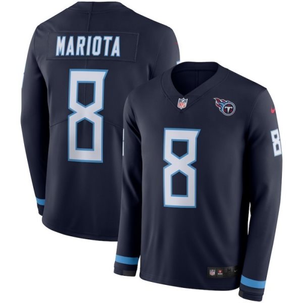 Nike Titans 8 Marcus Mariota Navy Long Sleeve Limited Men Jersey