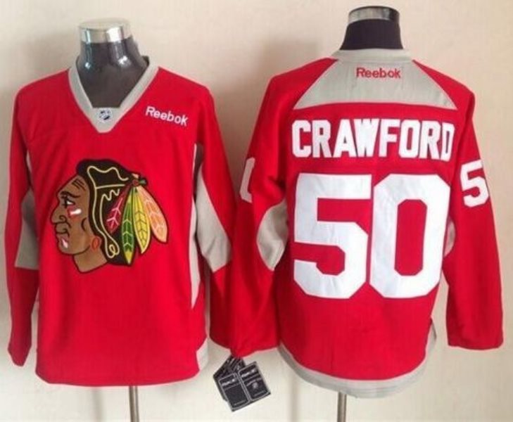 NHL Blackhawks 50 Corey Crawford Red Fights Cancer Men Jersey