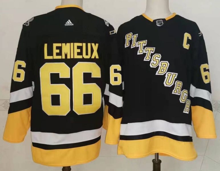 NHL Penguins 66 Mario Lemieux Black 2022 New Adidas Men Jersey