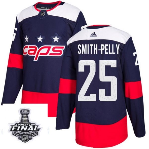 NHL Capitals 25 Devante Smith-Pelly 2018 Stanley Cup Final Navy Men Jersey