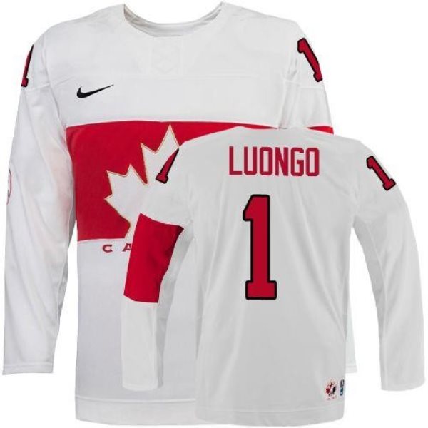 Team Canada 2014 Olympic No.1 Roberto Luongo White Hockey Jersey