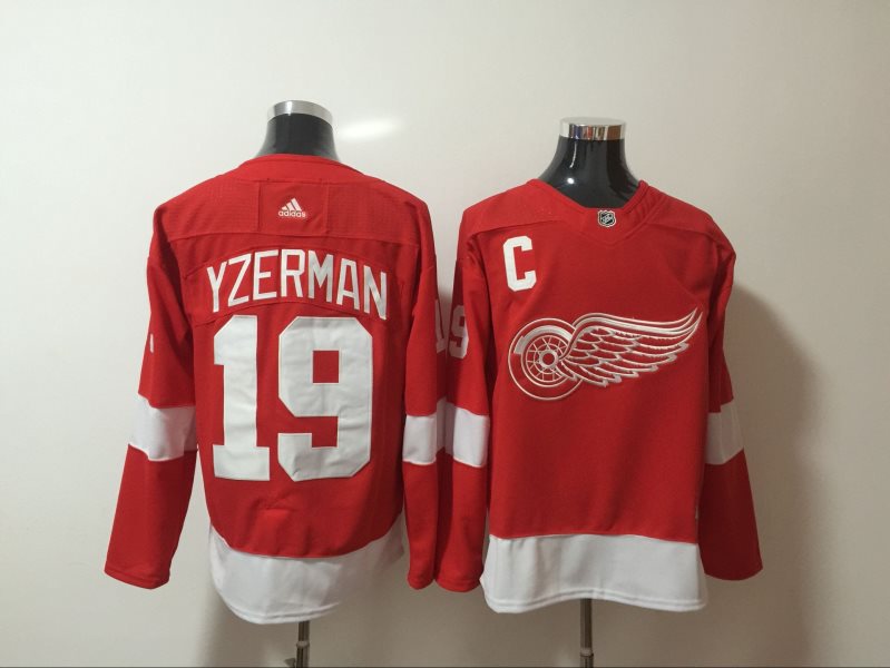 NHL Red Wings 19 Steve Yzerman Red Adidas Men Jersey