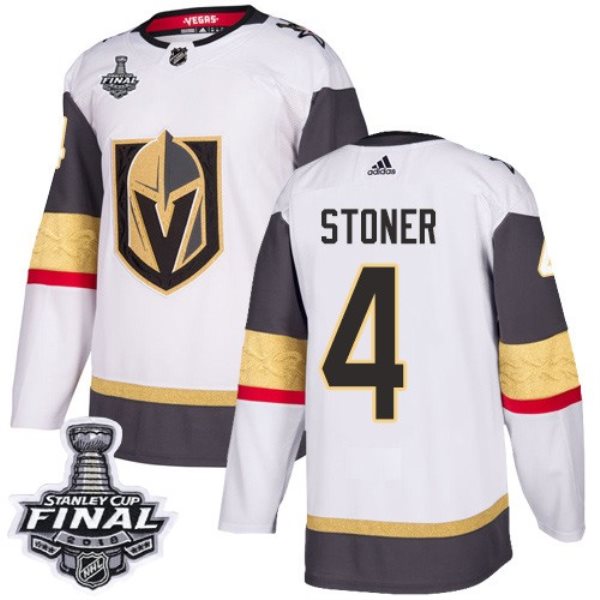 NHL Vegas Golden Knights 4 Clayton Stoner Adidas White 2018 Stanley Cup Final Patch Men Jersey