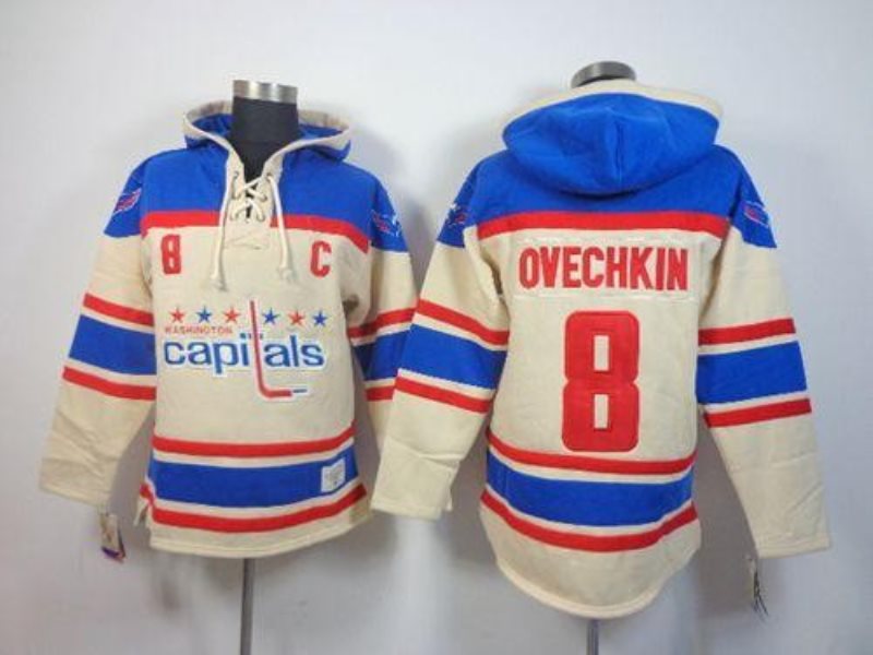 NHL Capitals 8 Alex Ovechkin Cream Men Sweatshirt