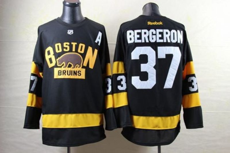 NHL Bruins 37 Patrice Bergeron Black 2016 Winter Classic A Patch Men Jersey