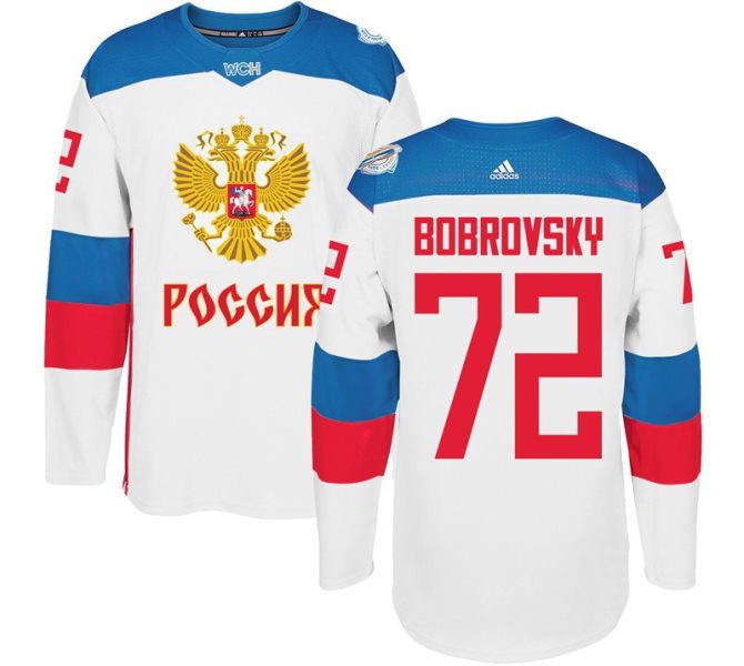 Team Russia 72 Sergei Bobrovsky 2016 World Cup Of Hockey White Jersey
