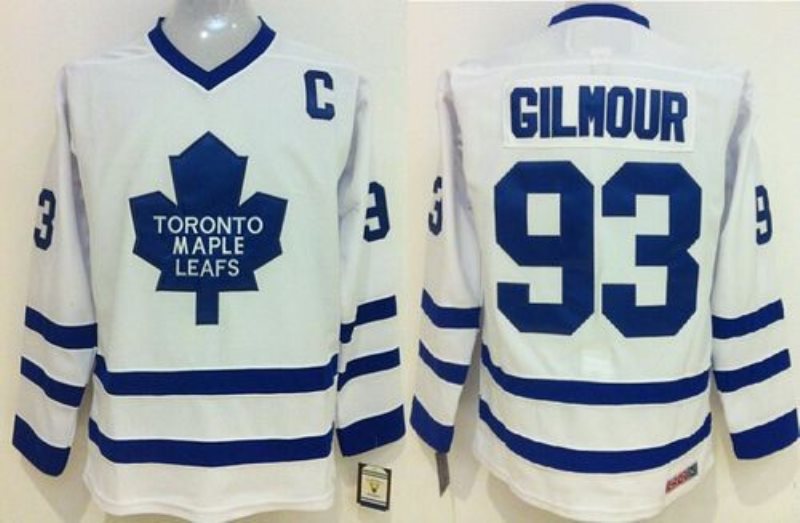 NHL Maple Leafs 93 Doug Gilmour White CCM Throwback Men Jersey