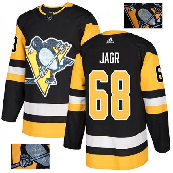 NHL Penguins 68 Jaromir Jagr Black Glittery Edition Adidas Men Jersey
