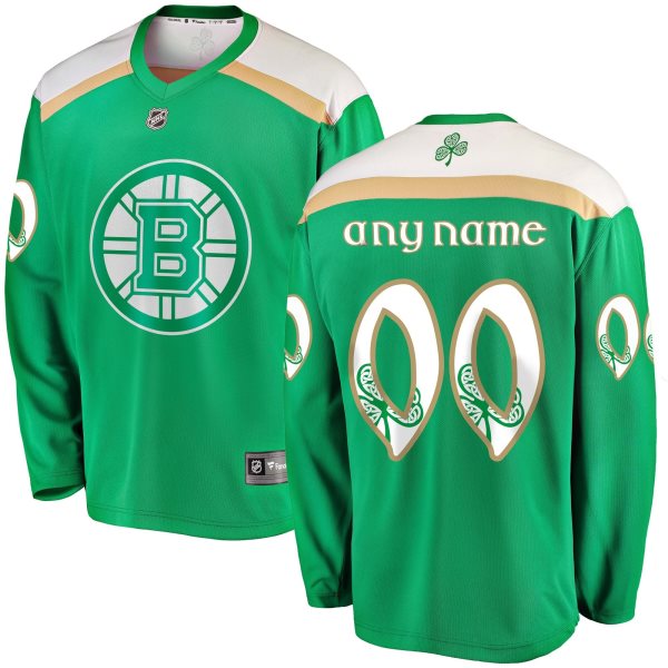 NHL Boston Bruins Green 2019 St. Patrick's Day Adidas Customized Men Jersey