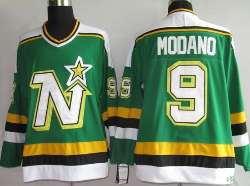 NHL Stars 9 Mike Modano Green CCM Throwback Men Jersey