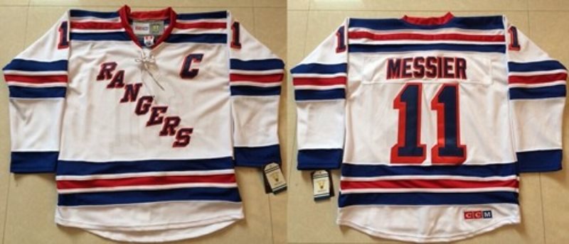NHL Rangers 11 Mark Messier White CCM Throwback Men Jersey