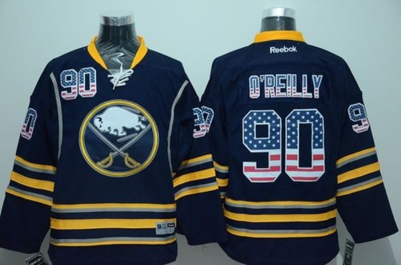 NHL Sabres 90 Ryan O'Reilly Navy Blue USA Flag Fashion Men Jersey
