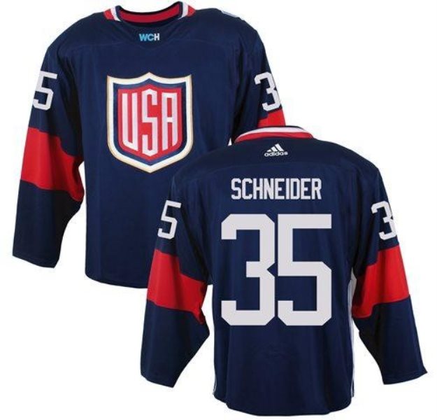 Team USA #35 Cory Schneider Navy Blue 2016 World Cup Stitched NHL Jersey