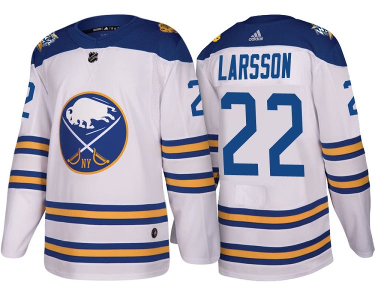 NHL Sabres 22 Johan Larsson White 2018 Winter Classic Adidas Men Jersey