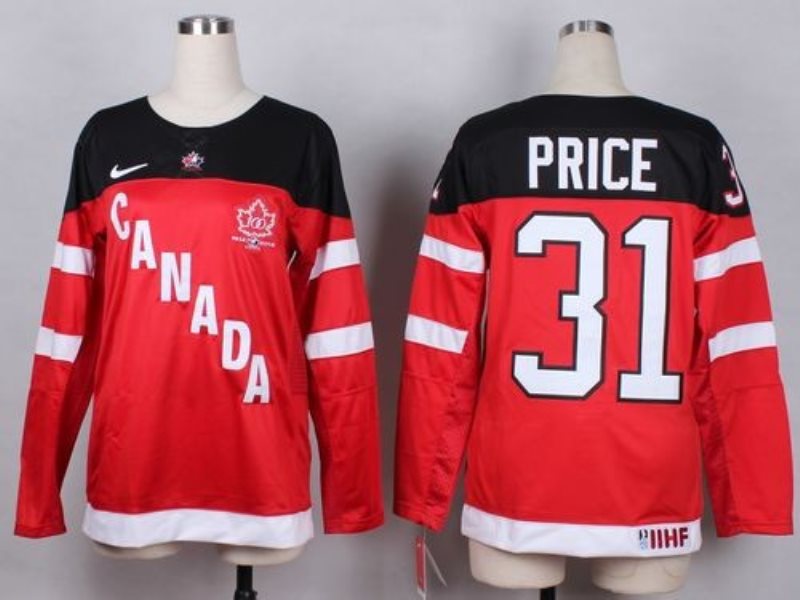 Olympic CA. 31 Carey Price Red 100th Anniversary Women Stitched NHL Jersey