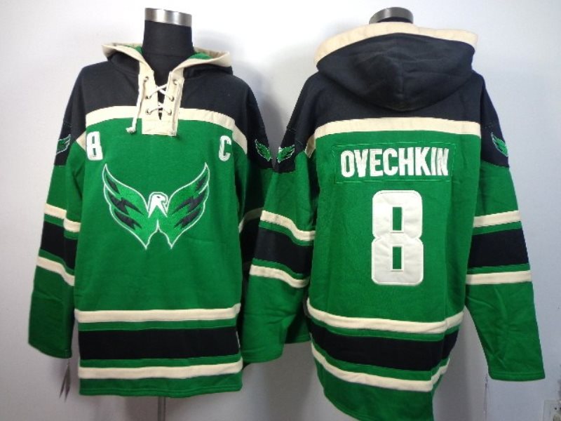 NHL Capitals 8 Alexander Ovechkin With C Patch Green Men Sweatshirt