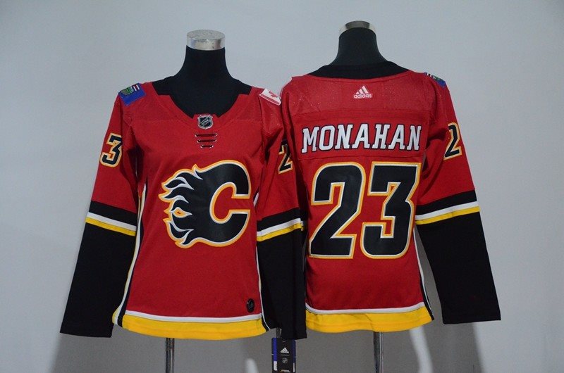 NHL Flames 23 Sean Monahan Red Adidas Women Jersey
