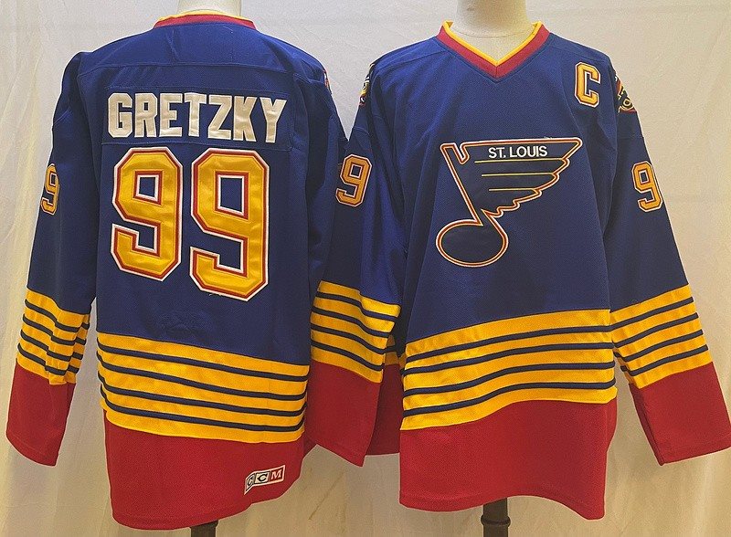 NHL Blues 99 Wayne Gretzky Blue CCM Throwback Men Jersey