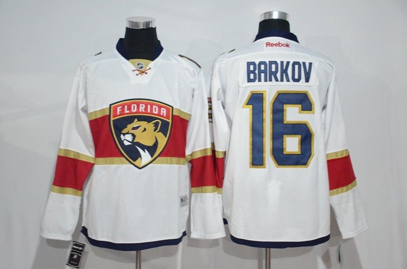 NHL Panthers 16 Aleksander Barkov White New Logo Men Jersey