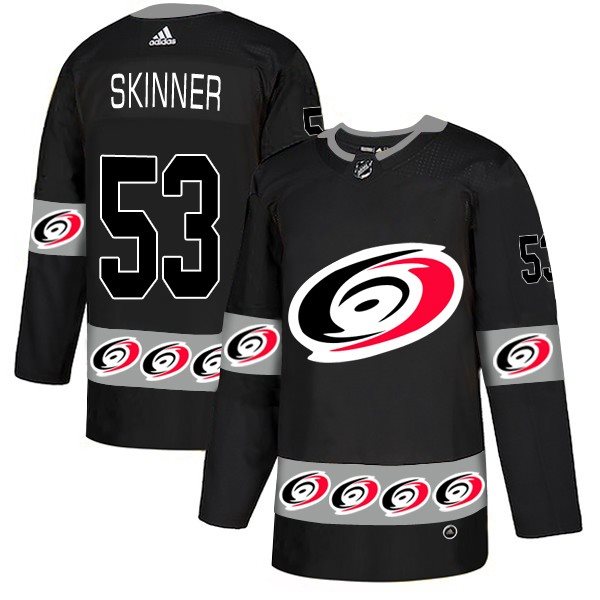 NHL Hurricanes 53 Jeff Skinner Black Team Logos Fashion Adidas Men Jersey