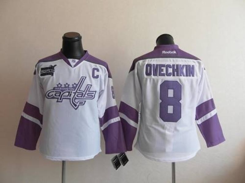 NHL Capitals 8 Alex Ovechkin White-Purple Thanksgiving Edition Women Jersey