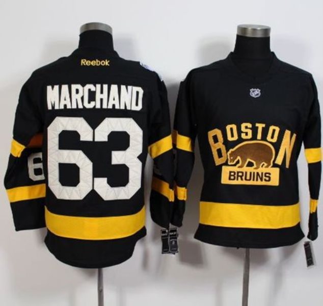 NHL Bruins 63 Brad Marchand Black 2016 Winter Classic Men Jersey