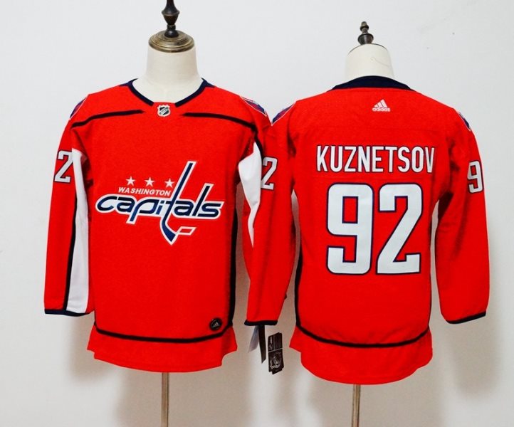 NHL Capitals 92 Evgeny Kuznetsov Adidas Red Youth Jersey