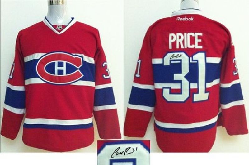 NHL Canadiens 31 Carey Price Red Autographed Men Jersey