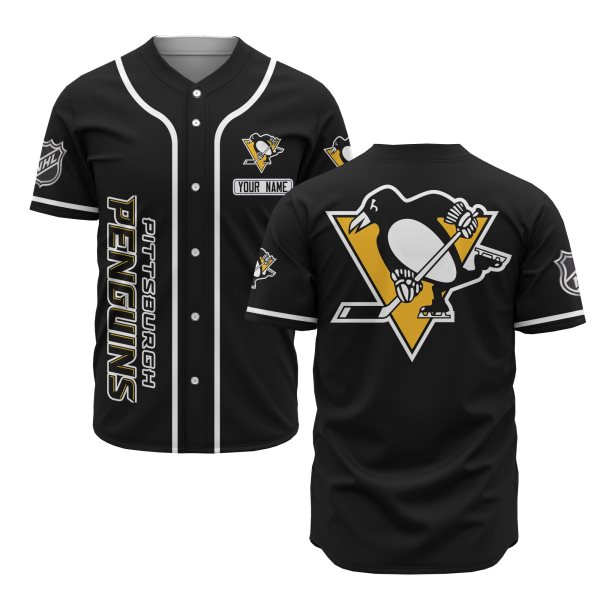 NHL Pittsburgh Penguins Black Baseball Customized Jersey