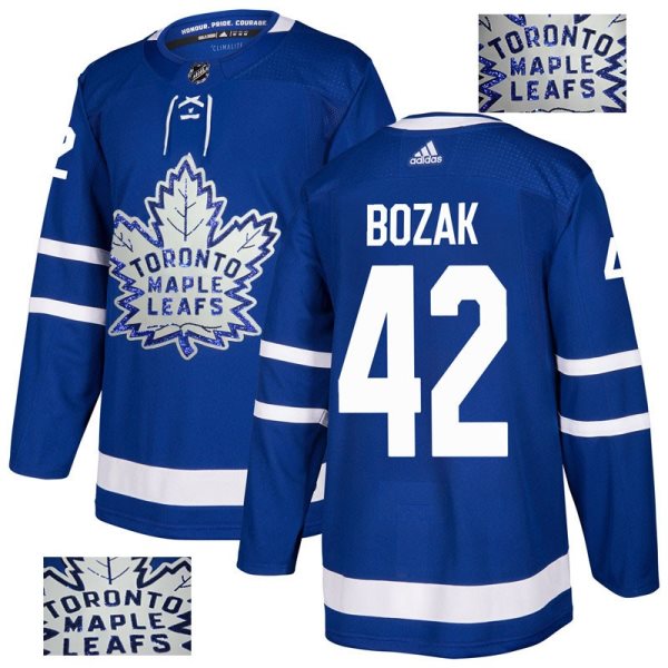 NHL Maple Leafs 42 Tyler Bozak Blue Glittery Edition Adidas Men Jersey