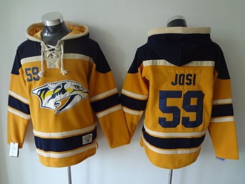 NHL Predators 59 Roman Josi Yellow Men Sweatshirt