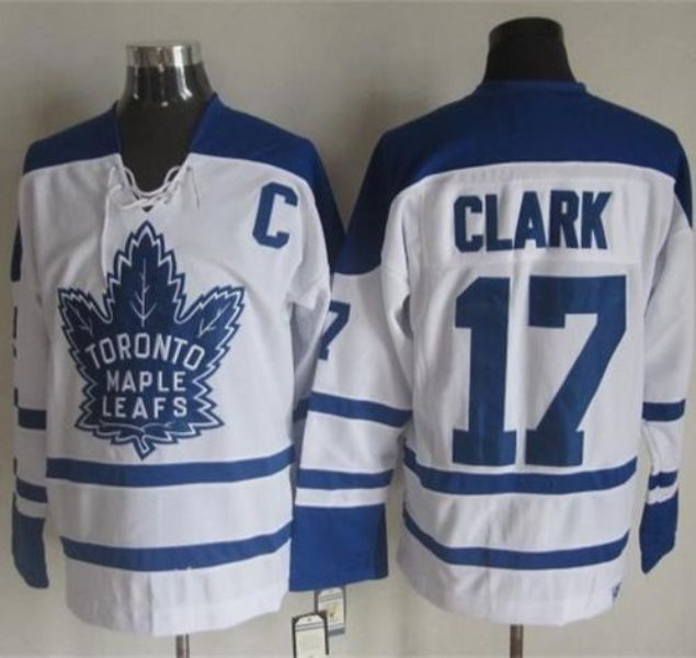 NHL Maple Leafs 17 Wendel Clark White CCM Throwback Winter Classic Men Jersey