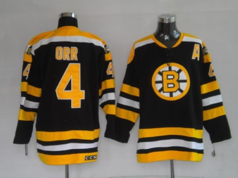 NHL Bruins 4 Bobby Orr CCM Throwback Black Men Jersey