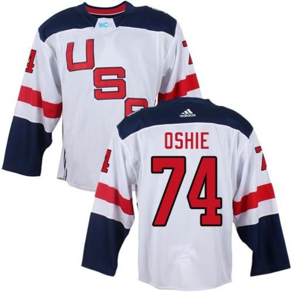 Team USA #74 T. J. Oshie White 2016 World Cup Stitched NHL Jersey