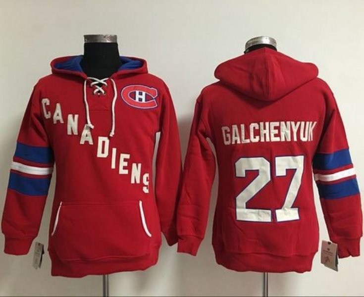NHL Canadiens 27 Alex Galchenyuk Red Old Time Heidi Women Hoodie