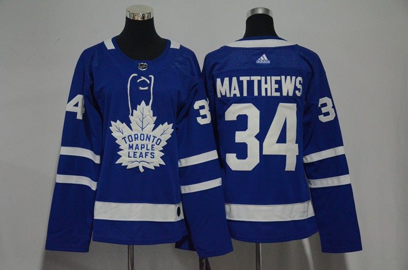 NHL Maple Leafs 34 Auston Matthews Blue Adidas Women Jersey