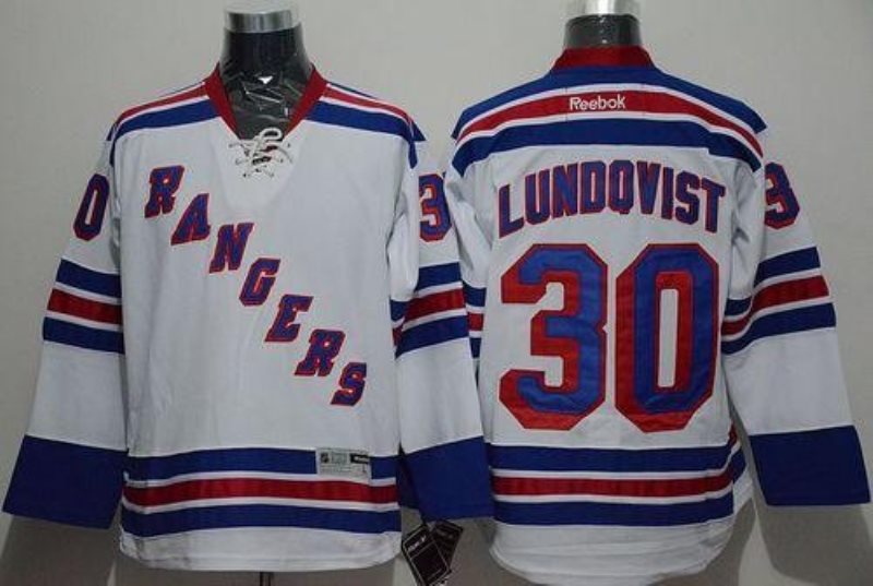 NHL Rangers 30 Henrik Lundqvist White Men Jersey