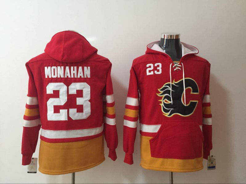 NHL Flames 23 Sean Monahan Red Hoodie Sweatshirt