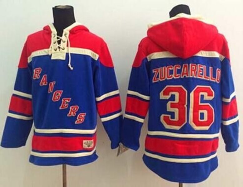 NHL Rangers 36 Mats Zuccarello Blue Men Sweatshirt