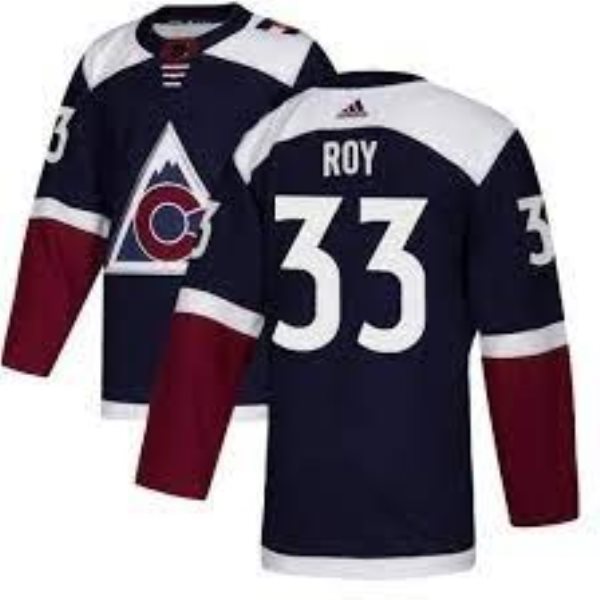 NHL Avalanche 33 Roy Navy Adidas Men Jersey