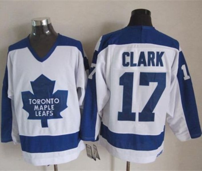 NHL Maple Leafs 17 Wendel Clark White Blue CCM Throwback Men Jersey