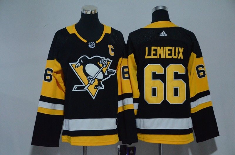NHL Penguins 66 Mario Lemieux Black Adidas Youth Jersey