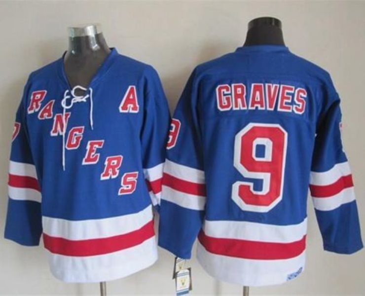 NHL Rangers 9 Adam Graves Light Blue CCM Throwback Men Jersey