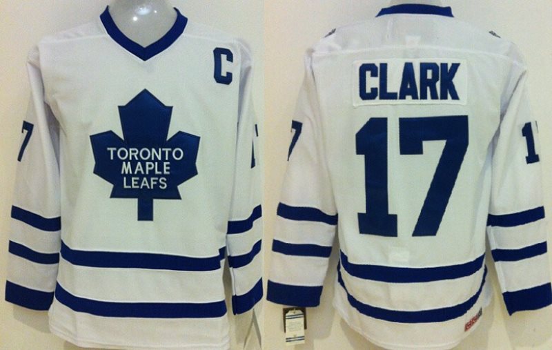 NHL Maple Leafs 17 Wendel Clark White CCM Throwback Men Jersey