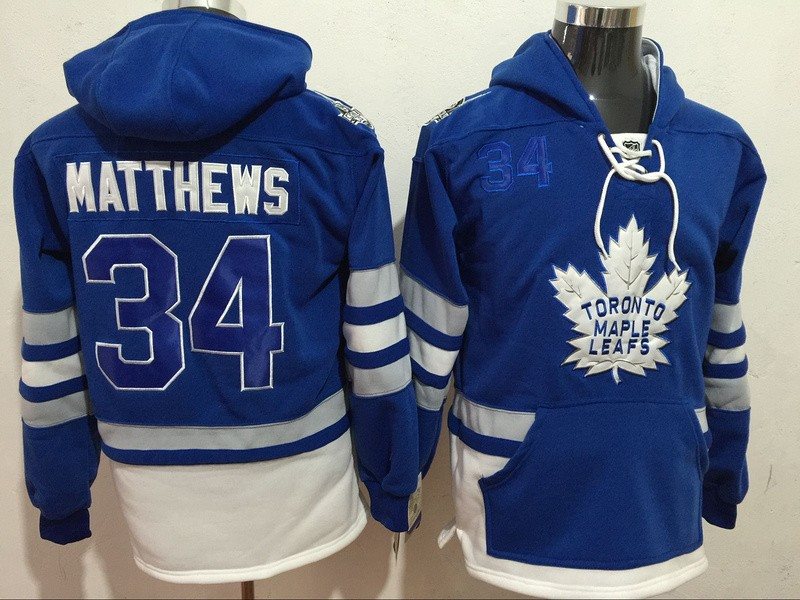 NHL Maple Leafs 34 Auston Matthews 100th Anniversary Blue Men Sweatshirt