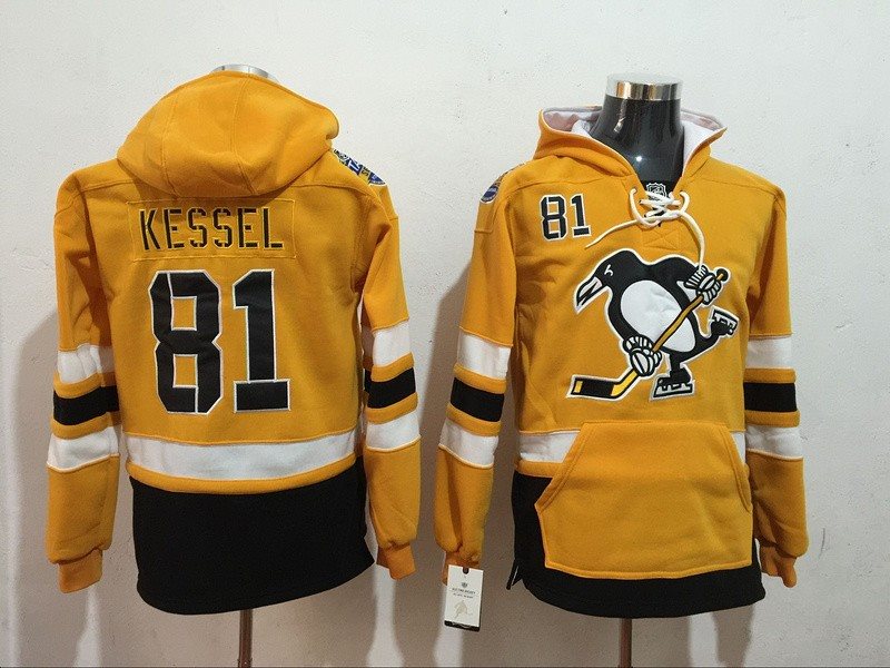 NHL Penguins 81 Phil Kessel Yellow All Hooded Men Sweatshirt