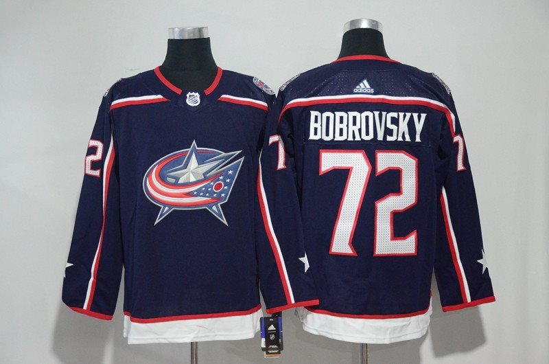 NHL Blue Jackets 72 Sergei Bobrovsky Navy Adidas Men Jersey