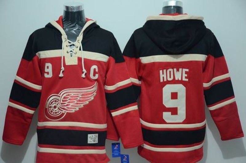 NHL Red Wings 9 Gordie Howe Red Men Sweatshirt